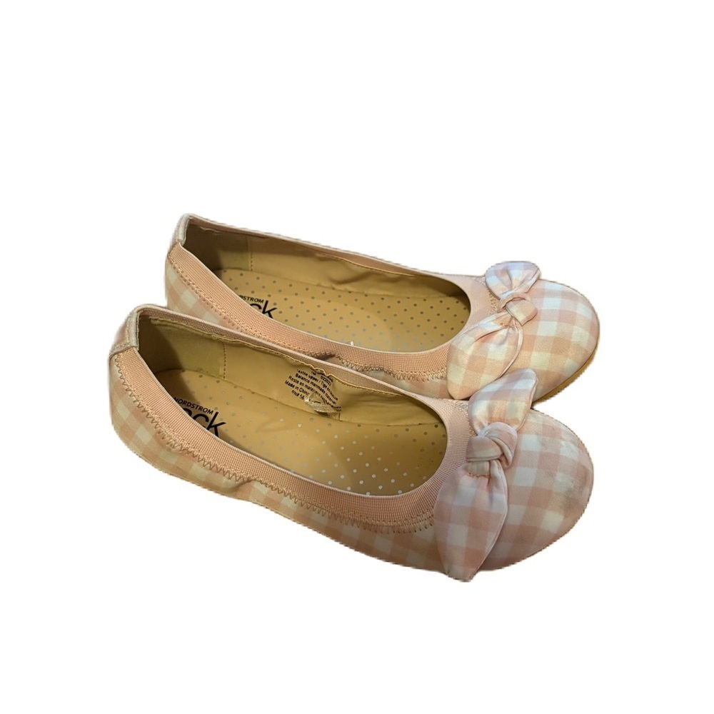 Nordstrom Rack Pink Gingham Bow Ballet Flats Shoes Sz 1